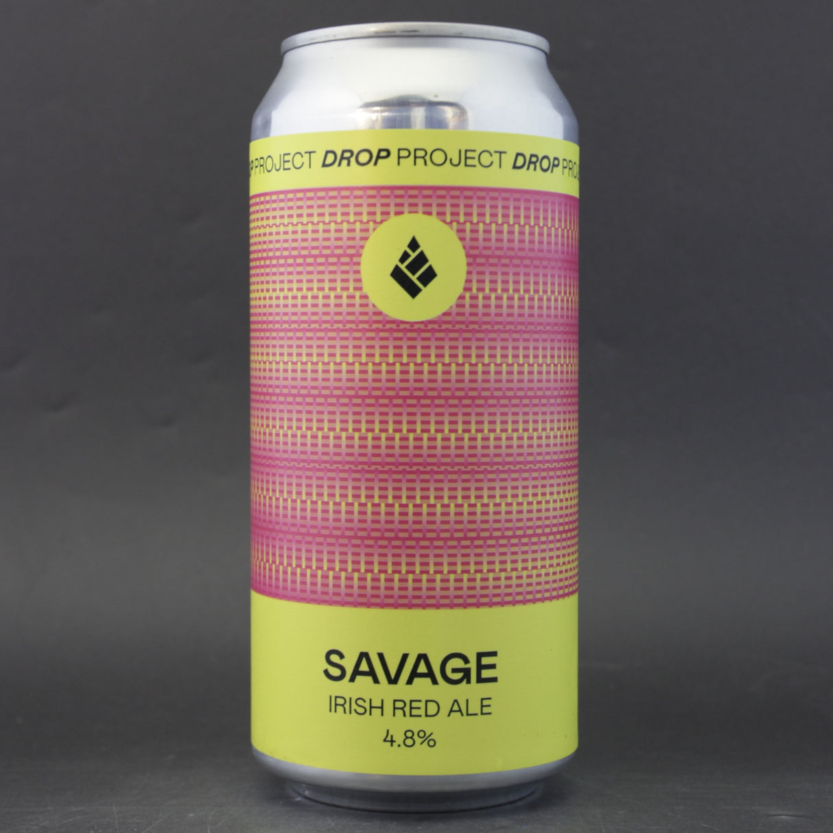 This is a can of Drop Project - Savage - 4.8% (440ml). It is a Red / Amber Ale craft beer available to buy from Ghost Whale, voted London's best craft beer shop.