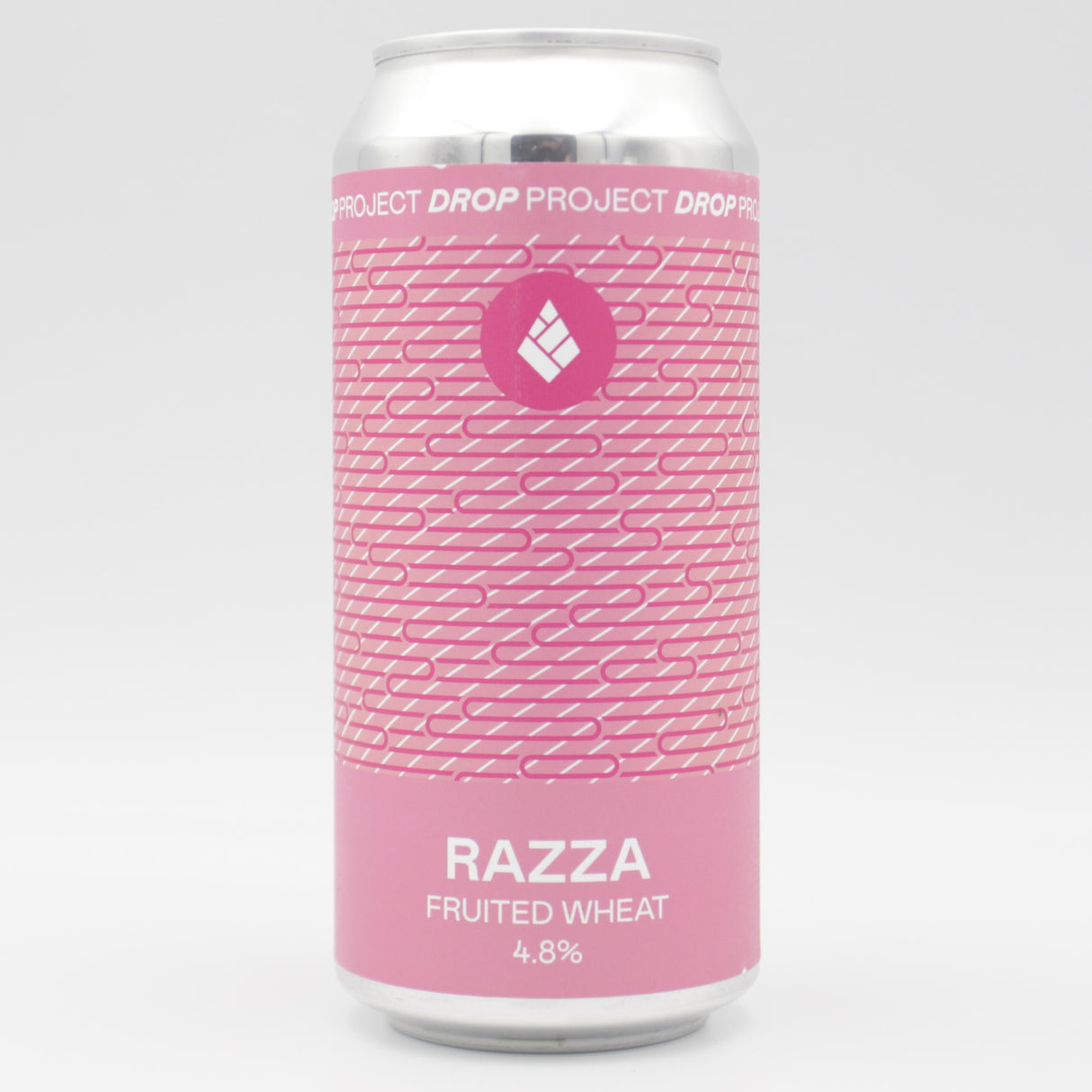 This is a can of Drop Project - Razza - 4.8% (440ml). It is a Wit / Wheat craft beer available to buy from Ghost Whale, voted London's best craft beer shop.