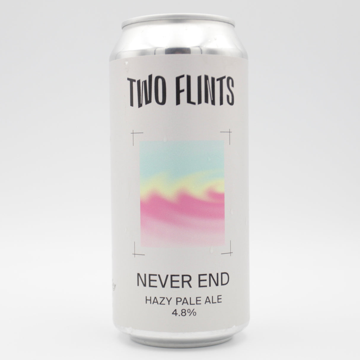 This is a can of Two Flints - Never End - 4.8% (440ml). It is a Pale Ale craft beer available to buy from Ghost Whale, voted London's best craft beer shop.