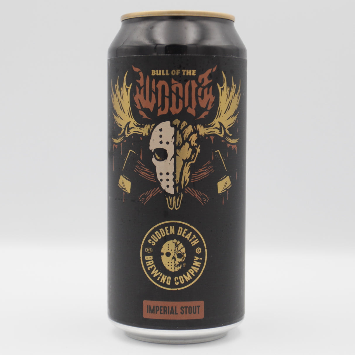 This is a can of Sudden Death - Bull Of The Woods - 11% (440ml). It is a Imperial Stout / Porter craft beer available to buy from Ghost Whale, voted London's best craft beer shop.