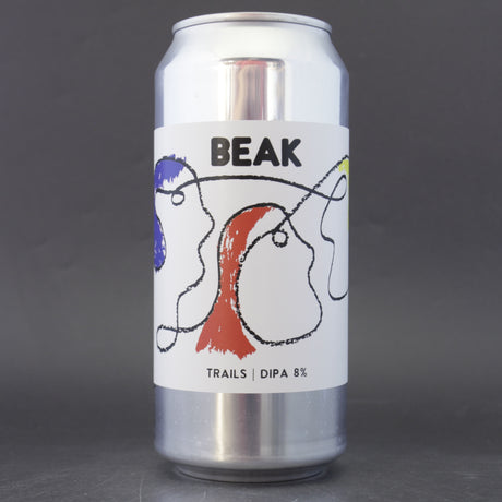This is a can of Beak Brewery - Trails - 8% (440ml). It is a Double IPA craft beer available to buy from Ghost Whale, voted London's best craft beer shop.