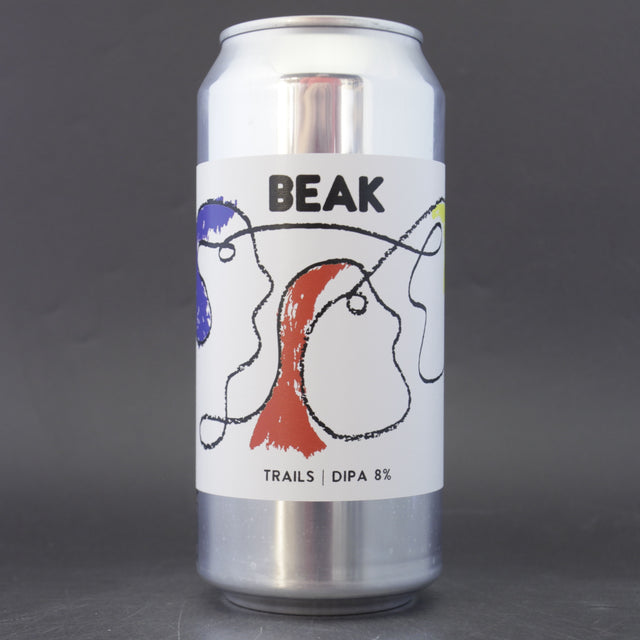 This is a can of Beak Brewery - Trails - 8% (440ml). It is a Double IPA craft beer available to buy from Ghost Whale, voted London's best craft beer shop.