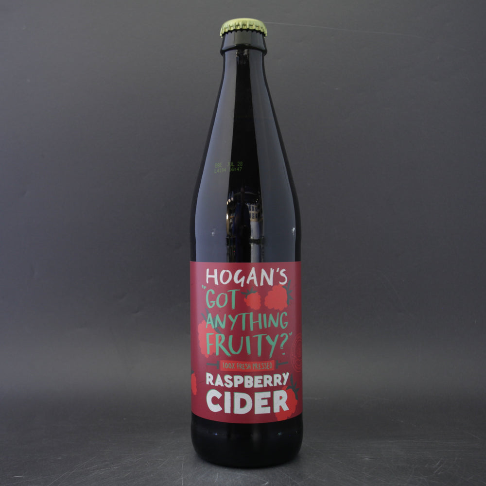 This is a bottle of Hogan's - Got Anything Fruity? - 4% (500ml). It is a  craft cider available to buy from Ghost Whale, voted London's best craft beer shop.