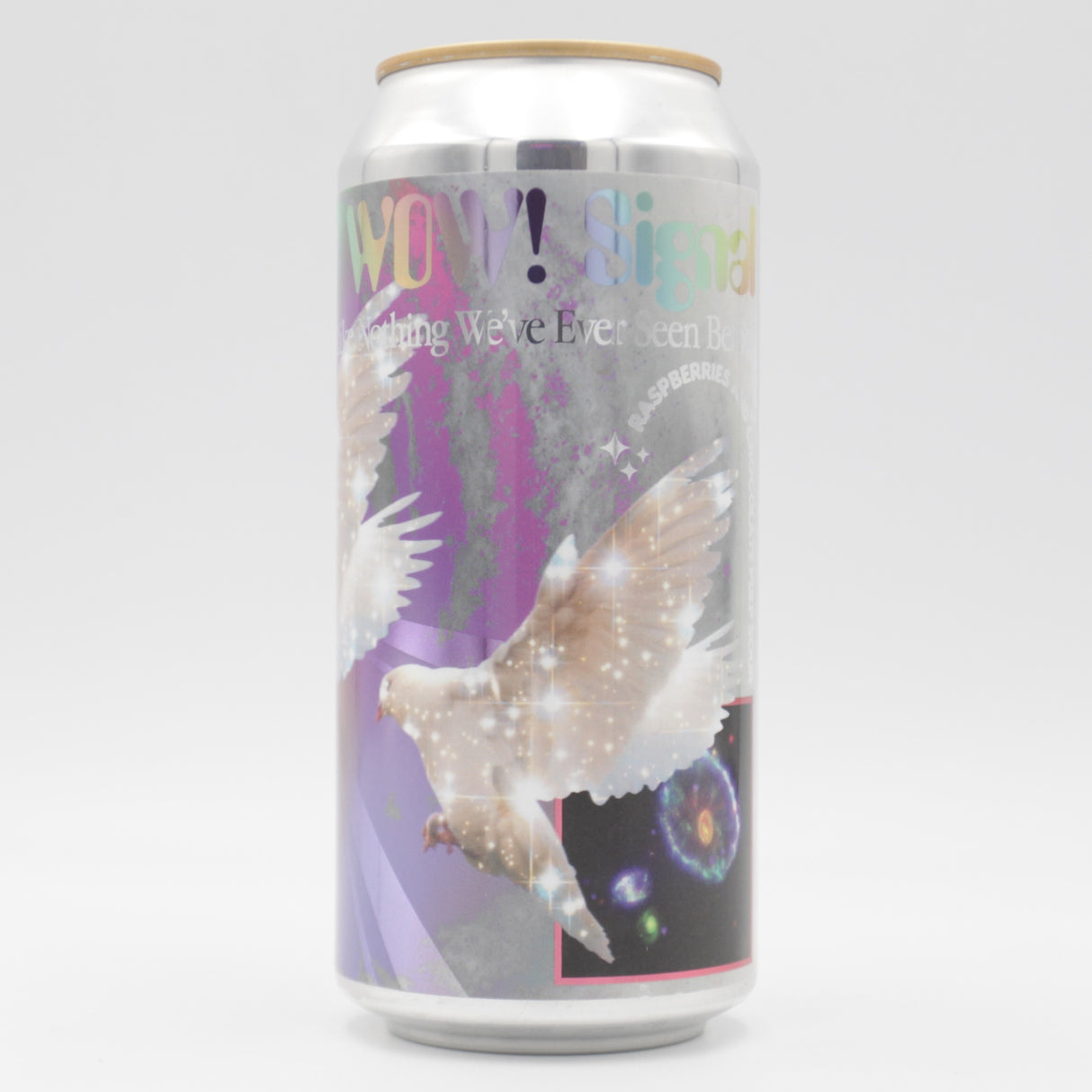 This is a can of Elmeleven - PULP: Wow! Signal - 5% (440ml). It is a Sour craft beer available to buy from Ghost Whale, voted London's best craft beer shop.