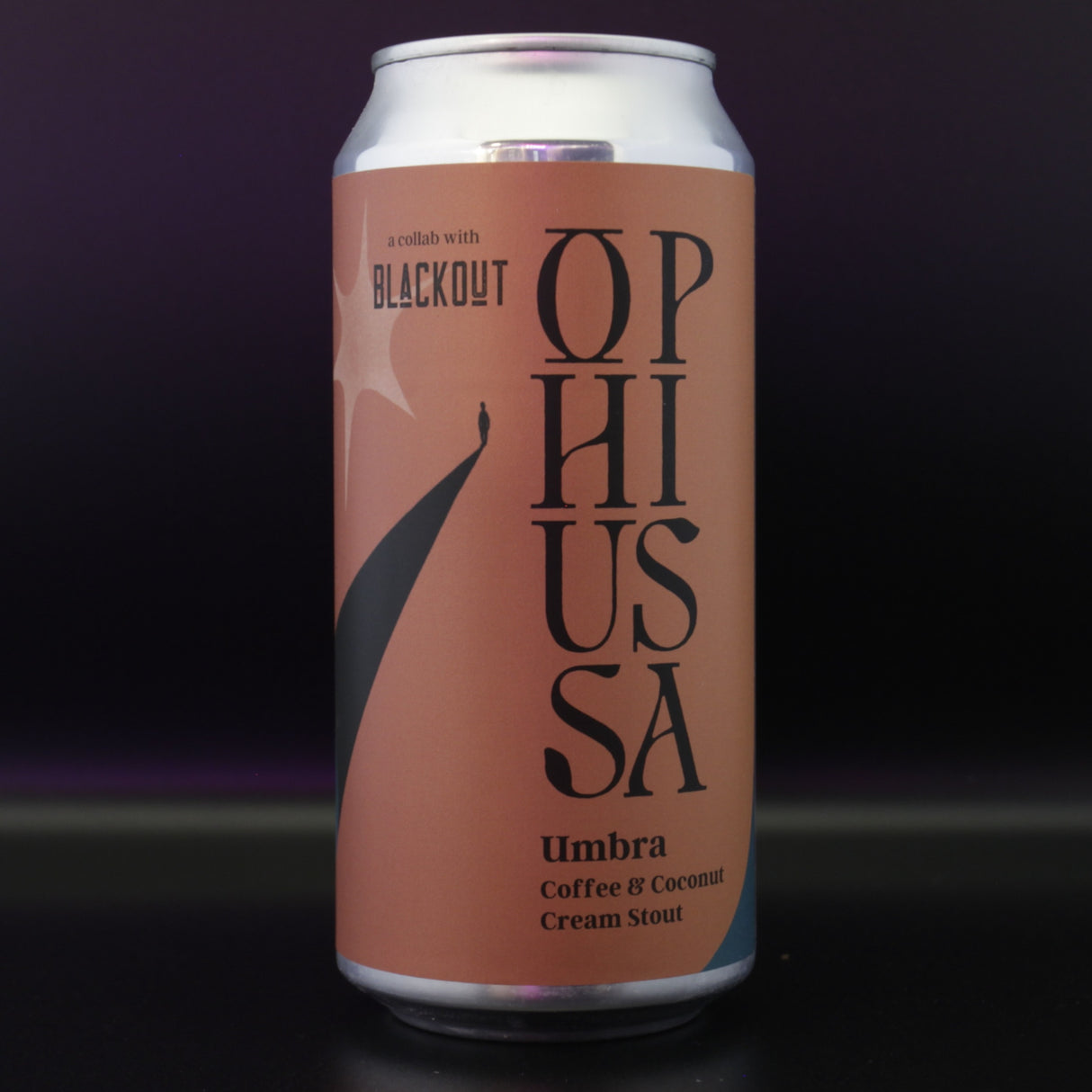 This is a can of Ophiussa / Blackout - Umbra - 8% (440ml). It is a Imperial Stout / Porter craft beer available to buy from Ghost Whale, voted London's best craft beer shop.