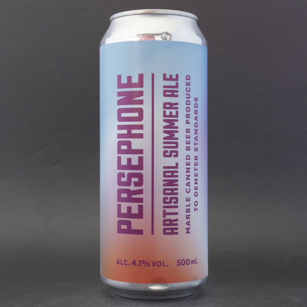 This is a can of Marble Beers - Persephone - 4.1% (500ml). It is a Pale Ale craft beer available to buy from Ghost Whale, voted London's best craft beer shop.
