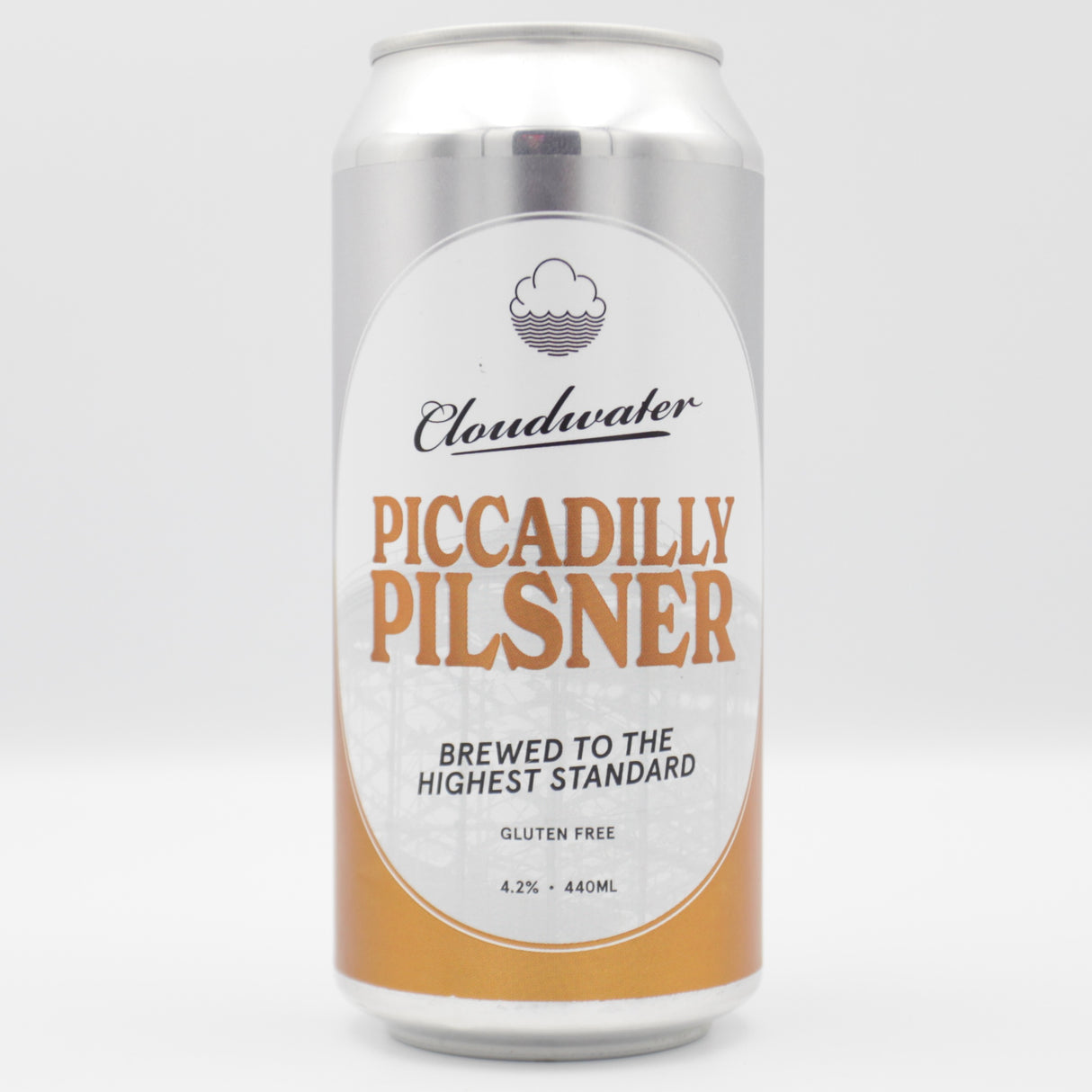 This is a can of Cloudwater - Piccadilly Pilsner - 4.2% (440ml). It is a Lager / Pilsner / Kölsch craft beer available to buy from Ghost Whale, voted London's best craft beer shop.