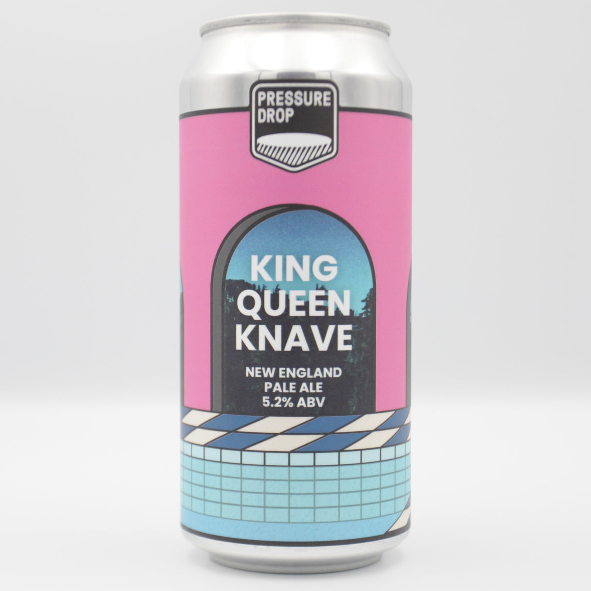 This is a can of Pressure Drop - King Queen Knave - 5.2% (440ml). It is a Pale Ale craft beer available to buy from Ghost Whale, voted London's best craft beer shop.