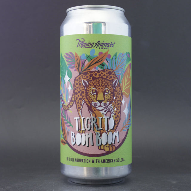 This is a can of Tripping Animals / American Solera - Tigrito Boom Boom - 6% (473ml). It is a Sour craft beer available to buy from Ghost Whale, voted London's best craft beer shop.