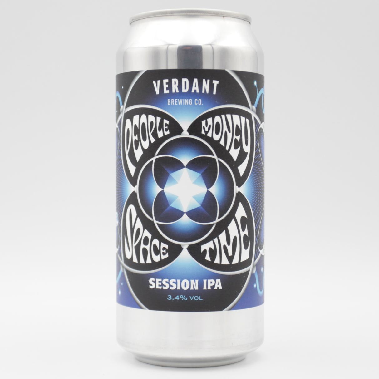 This is a can of Verdant - People Money Space Time - 3.4% (440ml). It is a Pale Ale craft beer available to buy from Ghost Whale, voted London's best craft beer shop.