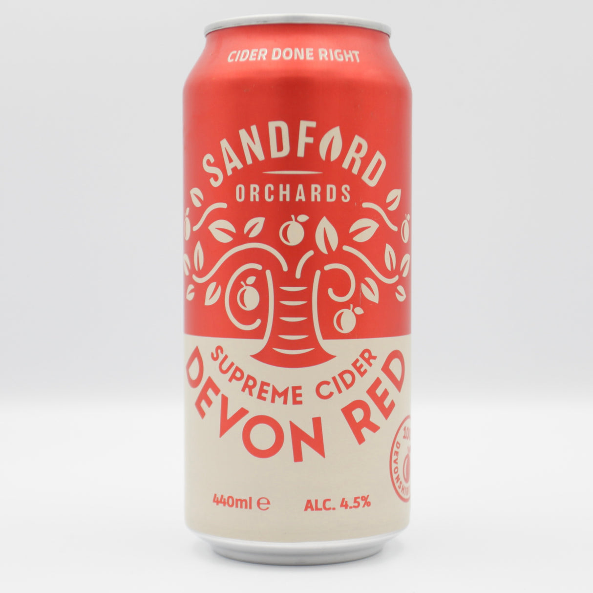 This is a can of Sandford Orchards - Devon Red - 4.5% (440ml). It is a craft cider available to buy from Ghost Whale, voted London's best craft beer shop.