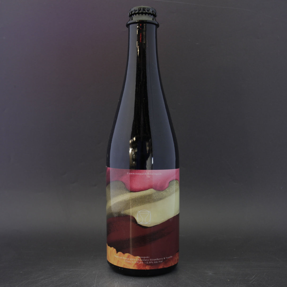 This is a bottle of Commonwealth / Brewski - Scoopski - 12% (500ml). It is a Imperial Stout / Porter craft beer available to buy from Ghost Whale, voted London's best craft beer shop.