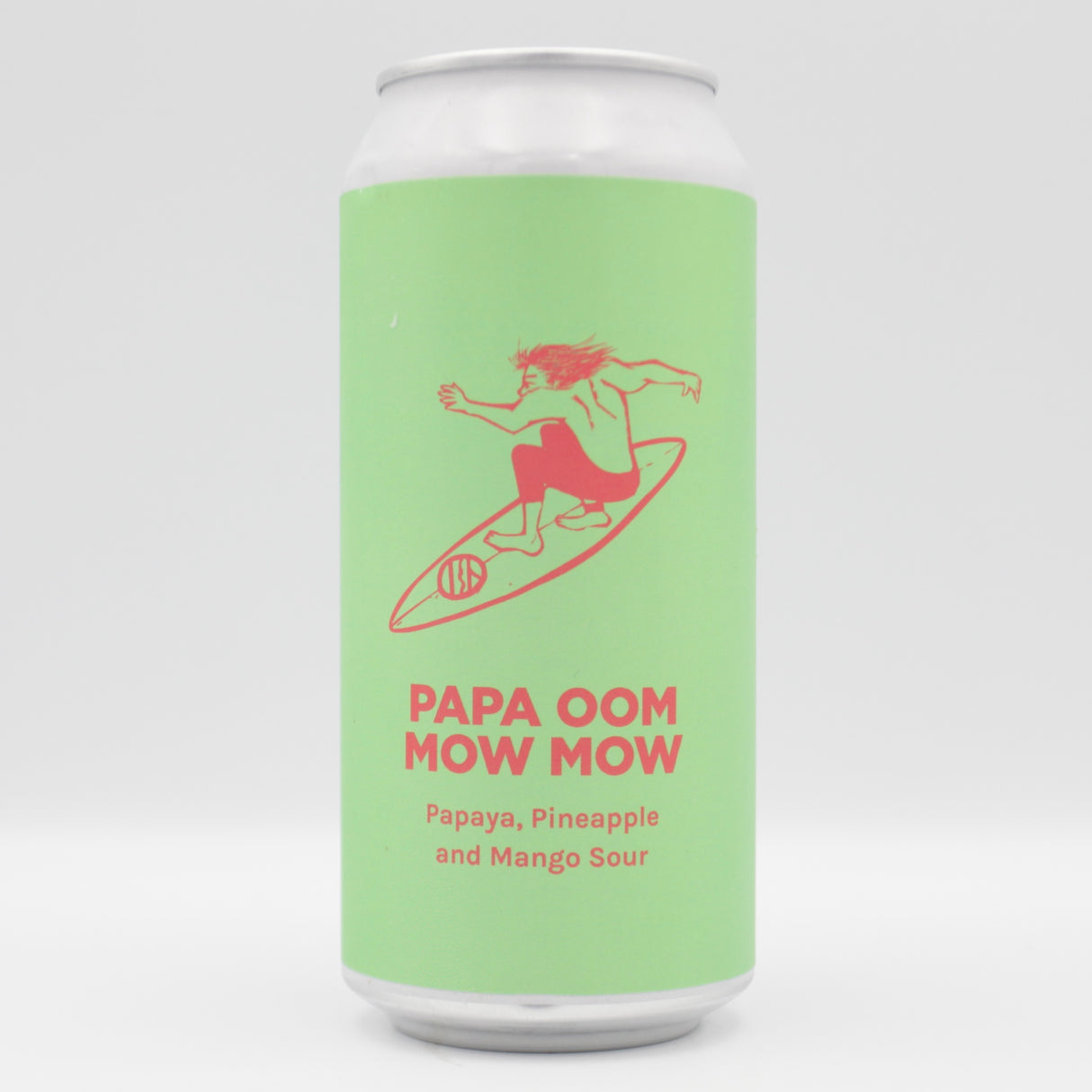 This is a can of Pomona Island - Papa Oom Mow Mow - 6% (440ml). It is a Sour craft beer available to buy from Ghost Whale, voted London's best craft beer shop.