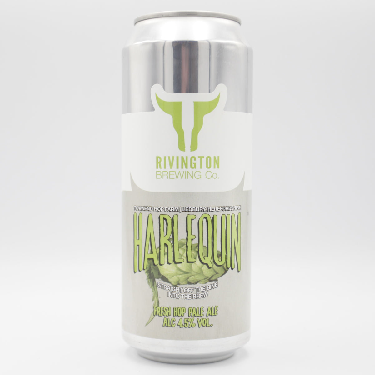 This is a can of Rivington - Harlequin - 4.5% (500ml). It is a Pale Ale craft beer available to buy from Ghost Whale, voted London's best craft beer shop.