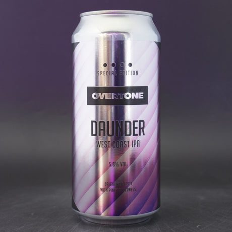This is a can of Overtone - Daunder - 5.8% (440ml). It is a IPA craft beer available to buy from Ghost Whale, voted London's best craft beer shop.