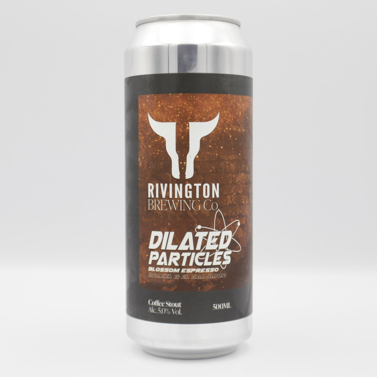 This is a can of Rivington - Dilated Particles: Blossom Espresso - 5% (500ml). It is a Stout / Porter craft beer available to buy from Ghost Whale, voted London's best craft beer shop.