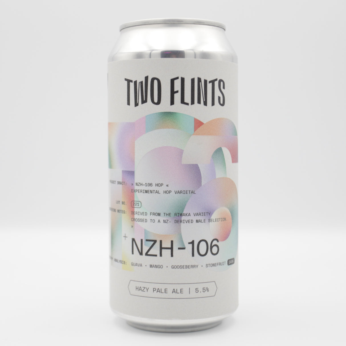 This is a can of Two Flints - Bract Project: NZH 106 - 5.5% (440ml). It is a Pale Ale craft beer available to buy from Ghost Whale, voted London's best craft beer shop.