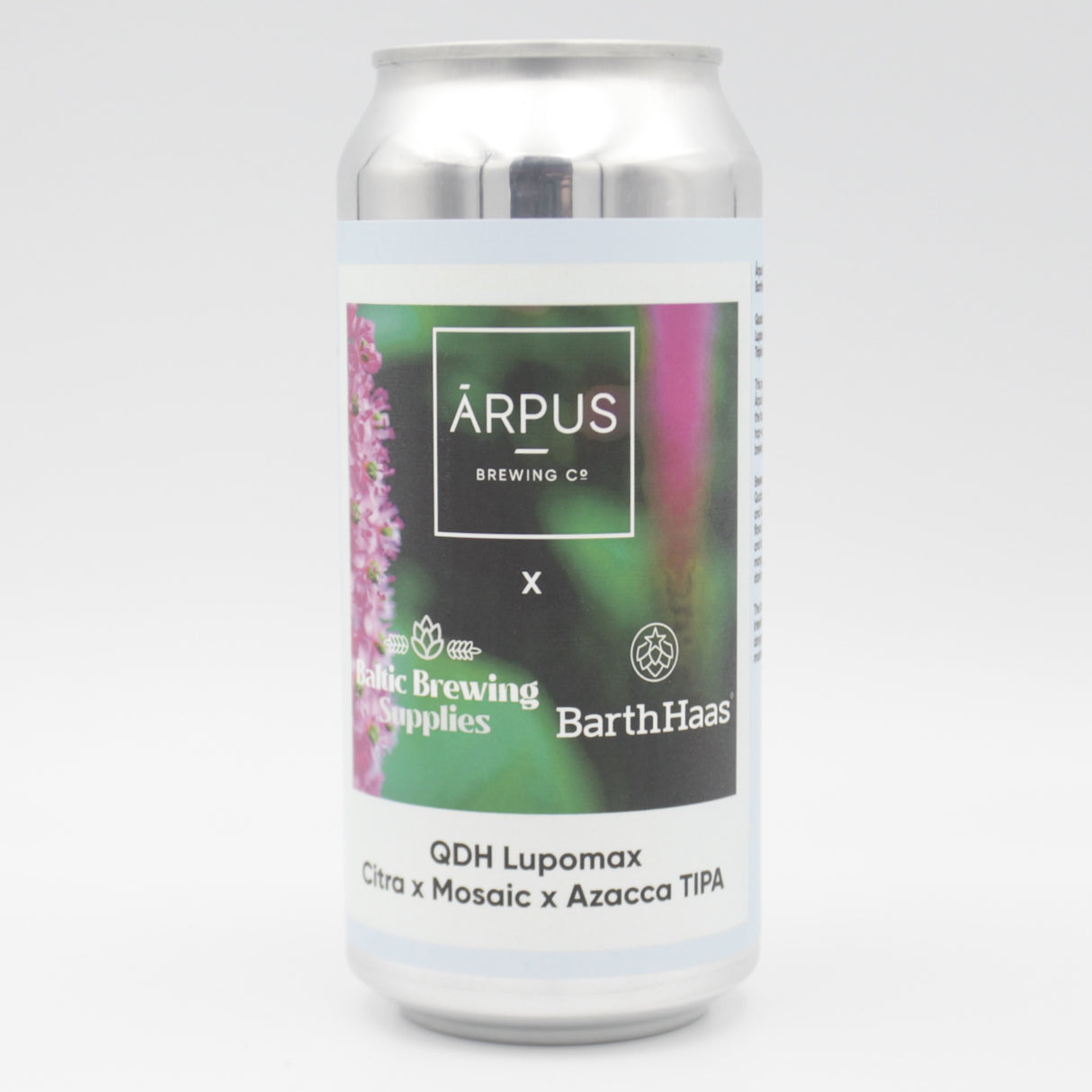 This is a can of Arpus Brewing Co - QDH Lupomax Citra X Mosaic X Azacca TIPA - 10% (440ml). It is a Triple IPA craft beer available to buy from Ghost Whale, voted London's best craft beer shop.