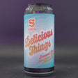 This is a can of Siren - Delicious Things - 6% (440ml). It is a Sour craft beer available to buy from Ghost Whale, voted London's best craft beer shop.