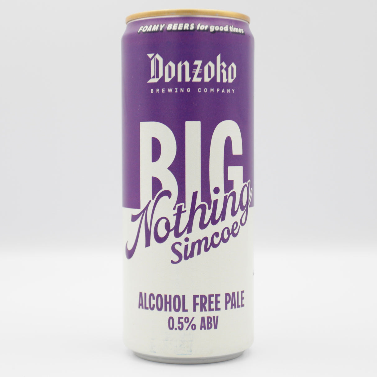 This is a can of Donzoko - Big Nothing Simcoe - 0.5% (330ml). It is a Pale Ale craft beer available to buy from Ghost Whale, voted London's best craft beer shop.