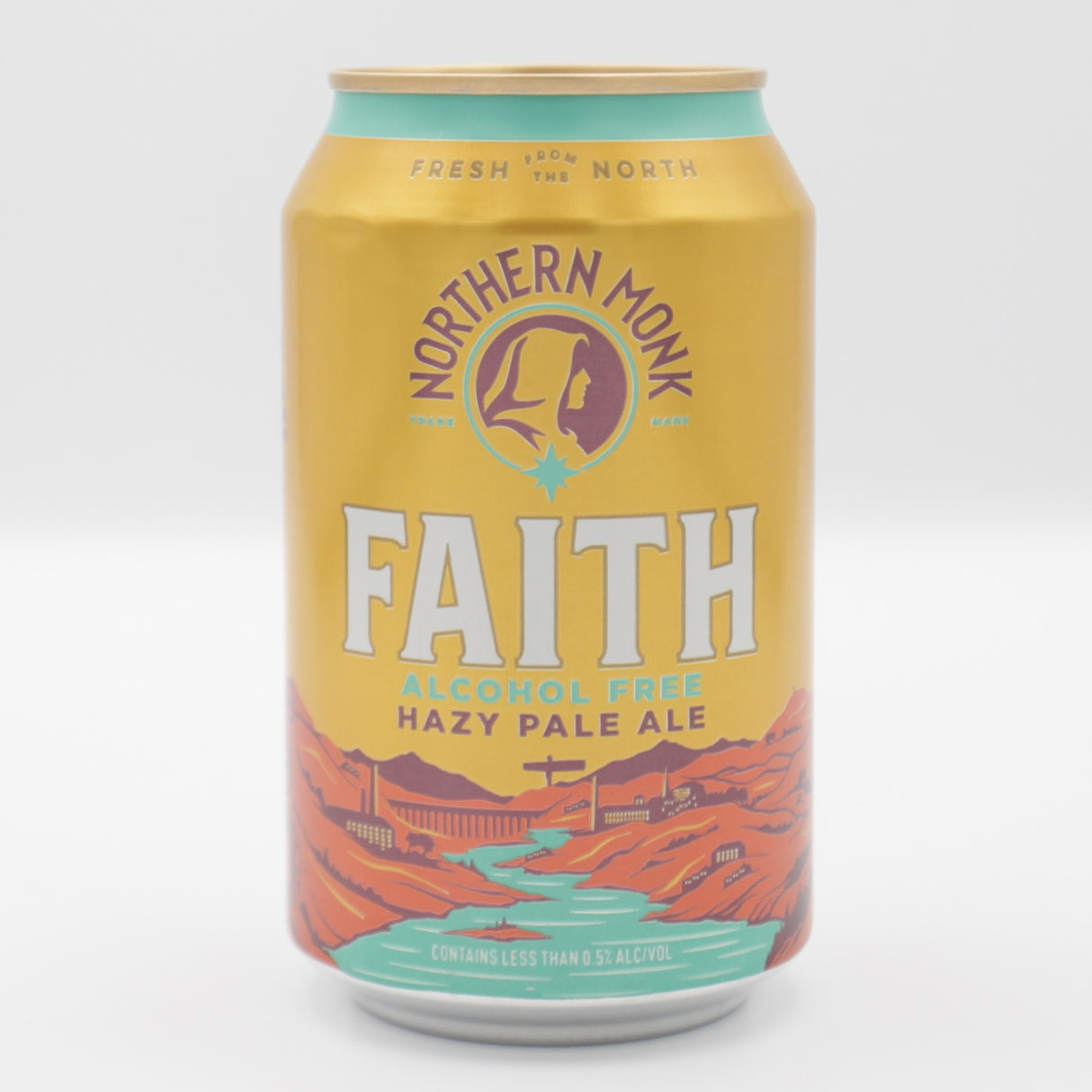 This is a can of Northern Monk - Faith Alcohol Free - 0.5% (330ml). It is a Pale Ale craft beer available to buy from Ghost Whale, voted London's best craft beer shop.