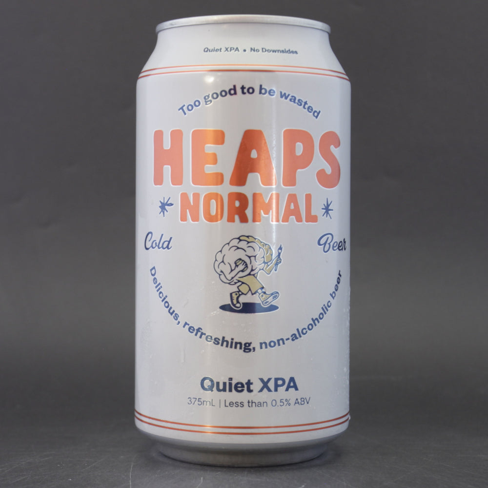 This is a can of Heaps Normal - Quiet XPA - 0.5% (375ml). It is a Pale Ale craft beer available to buy from Ghost Whale, voted London's best craft beer shop.