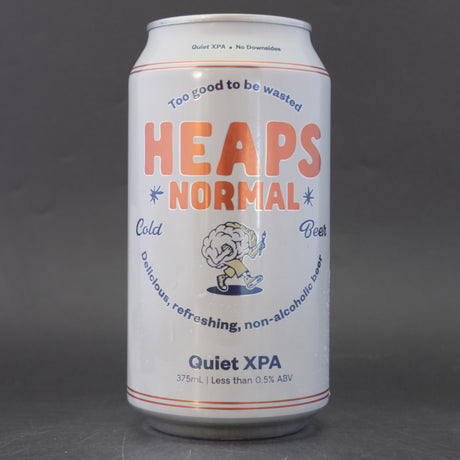 This is a can of Heaps Normal - Quiet XPA - 0.5% (375ml). It is a Pale Ale craft beer available to buy from Ghost Whale, voted London's best craft beer shop.