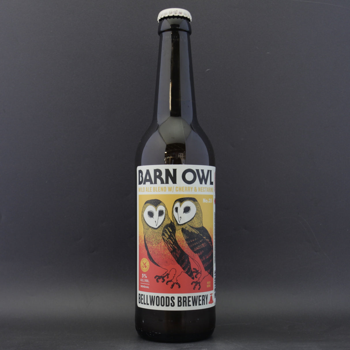 This is a bottle of Bellwoods - Barn Owl No.35 - 5% (500ml). It is a Wild Ale craft beer available to buy from Ghost Whale, voted London's best craft beer shop.