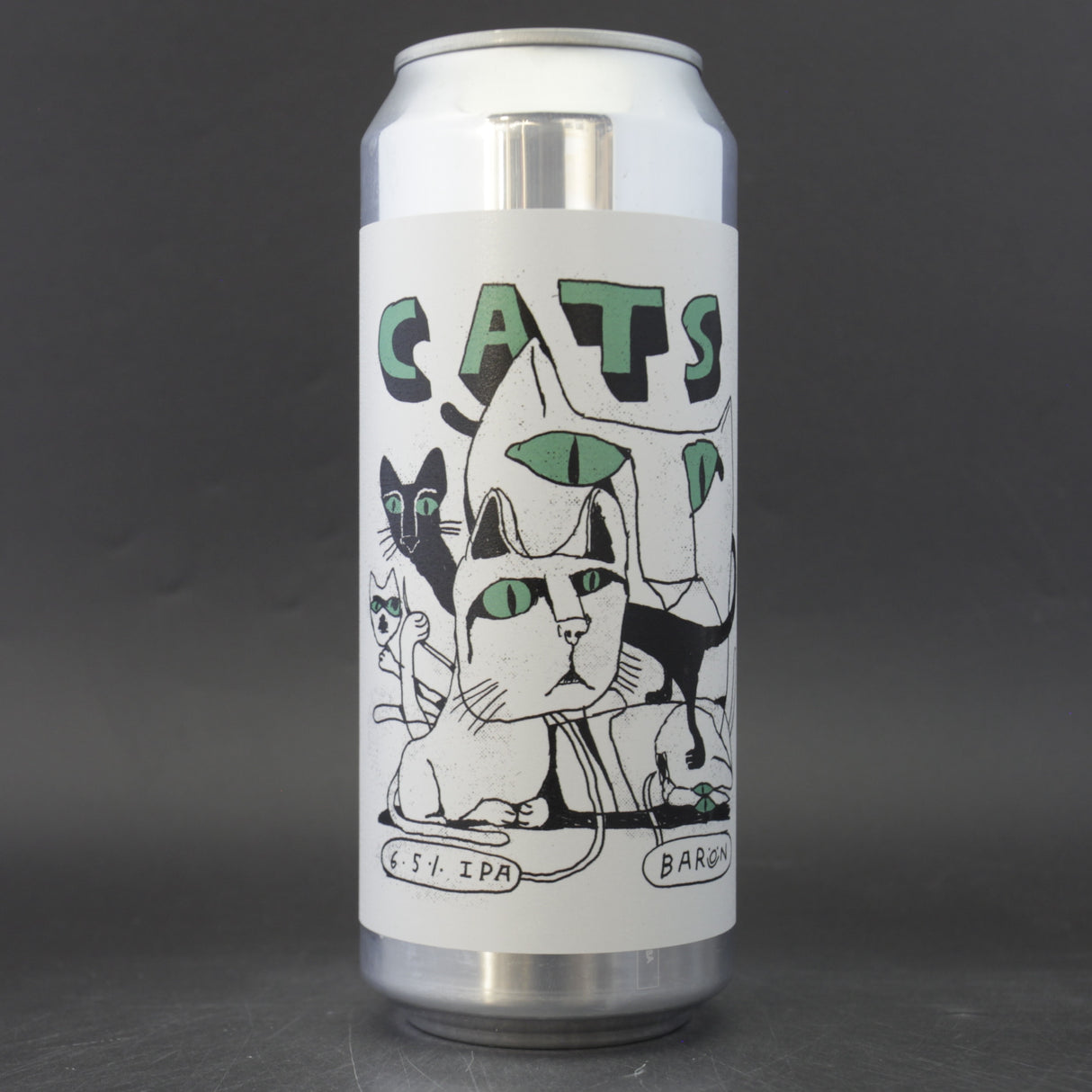This is a can of Baron - Cats - 6.5% (500ml). It is a IPA craft beer available to buy from Ghost Whale, voted London's best craft beer shop.