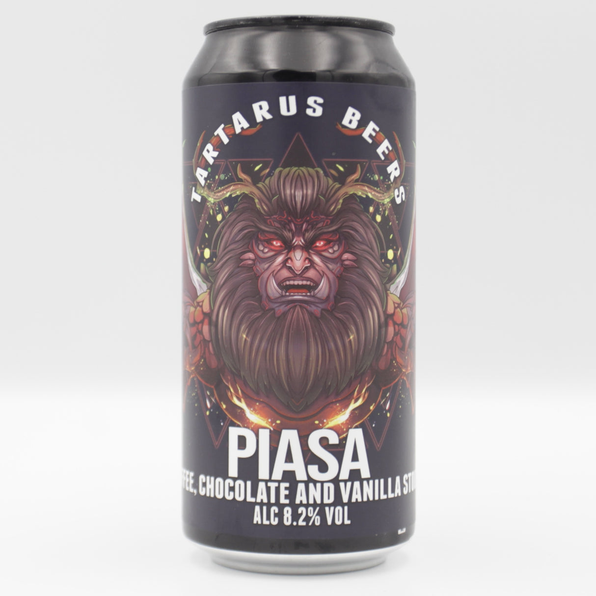 This is a can of Tartarus - Piasa - 8.2% (440ml). It is a Stout / Porter craft beer available to buy from Ghost Whale, voted London's best craft beer shop.
