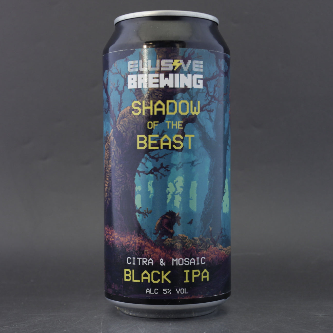 This is a can of Elusive Brewing - Shadow Of The Beast - 5% (440ml). It is a IPA craft beer available to buy from Ghost Whale, voted London's best craft beer shop.