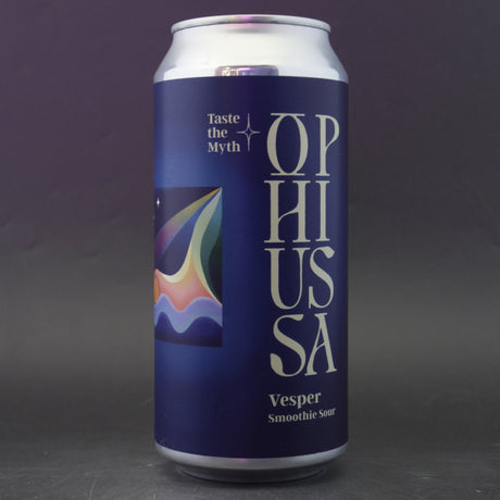 This is a can of Ophiussa - Vesper - 5% (440ml). It is a Sour craft beer available to buy from Ghost Whale, voted London's best craft beer shop.