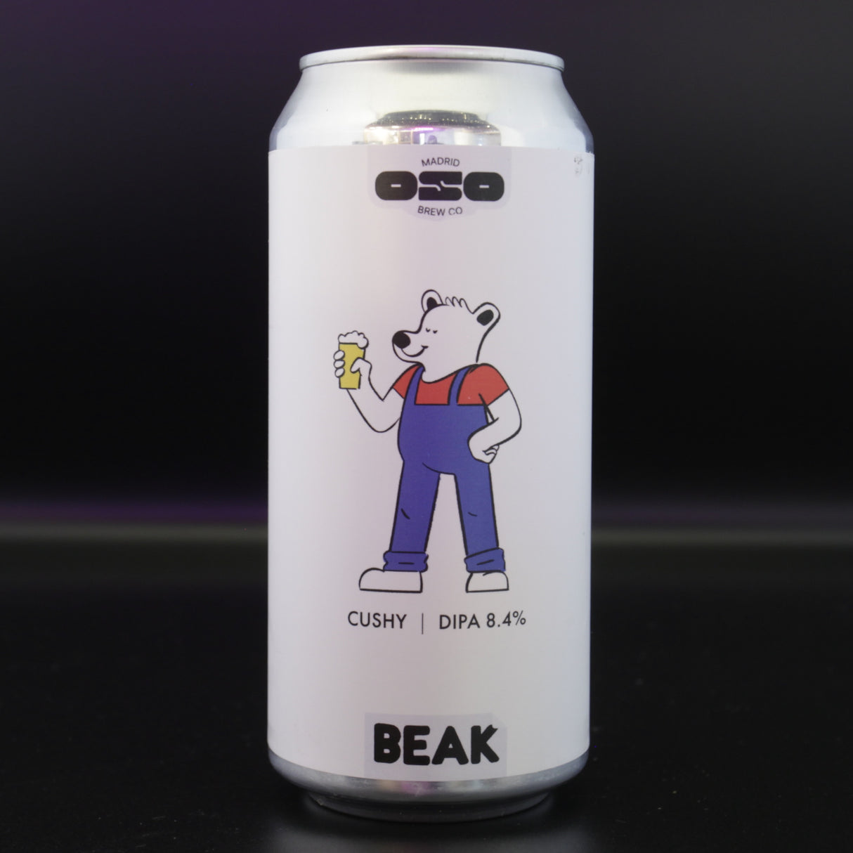 This is a can of OSO Brewing / Beak - Cushy - 8.4% (440ml). It is a Double IPA craft beer available to buy from Ghost Whale, voted London's best craft beer shop.