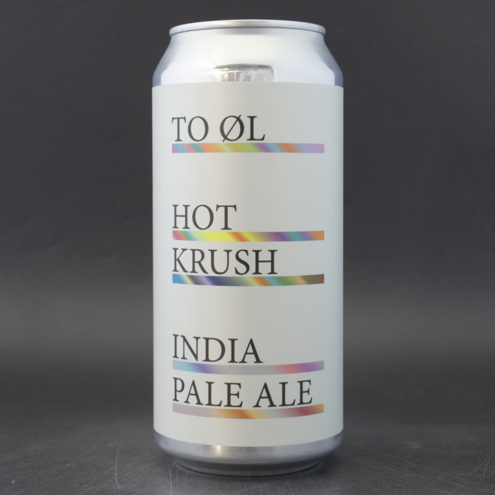 This is a can of To Øl - Hot Krush - 6% (440ml). It is a IPA craft beer available to buy from Ghost Whale, voted London's best craft beer shop.
