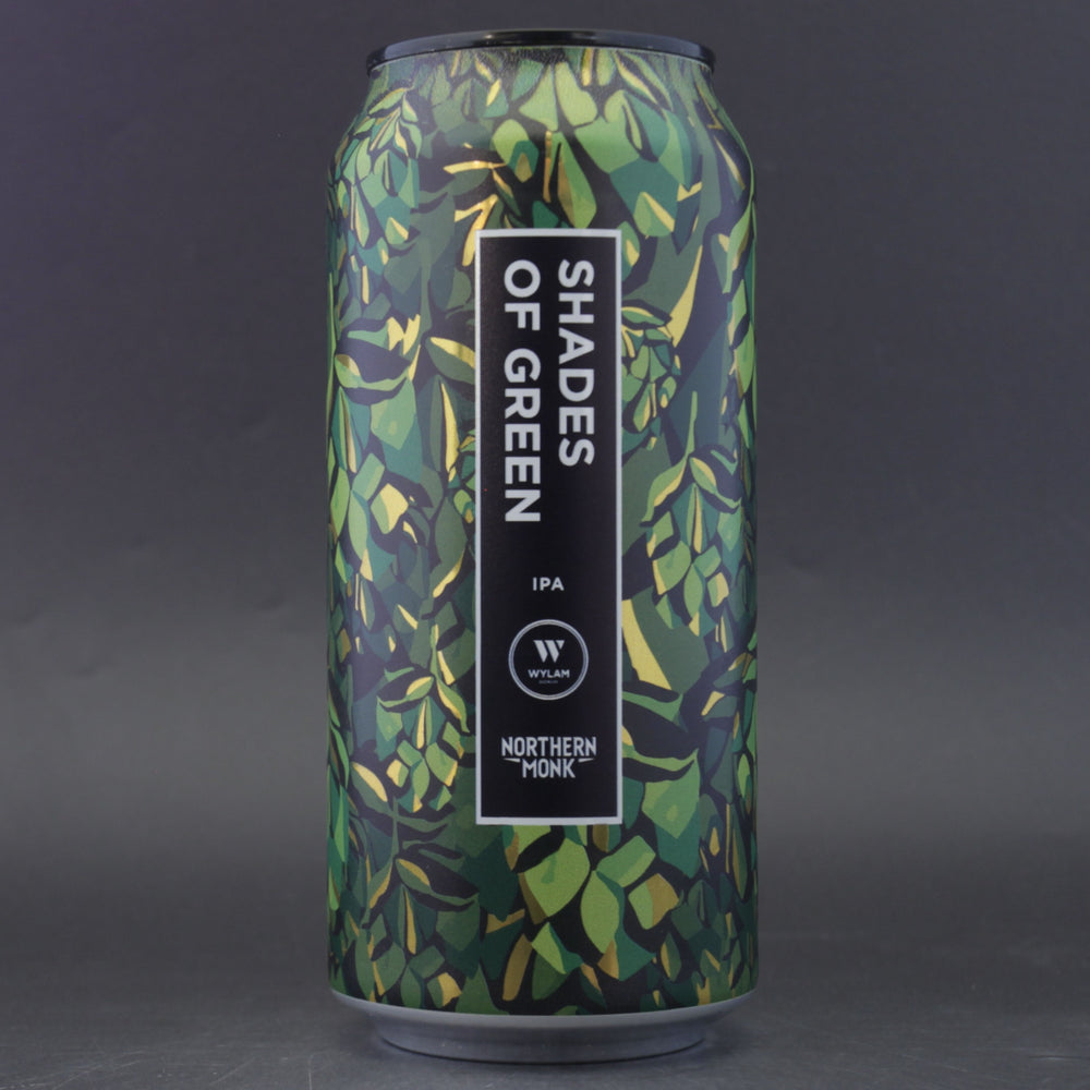 This is a can of Wylam / Northern Monk - Shades Of Green - 6.5% (440ml). It is a IPA craft beer available to buy from Ghost Whale, voted London's best craft beer shop.
