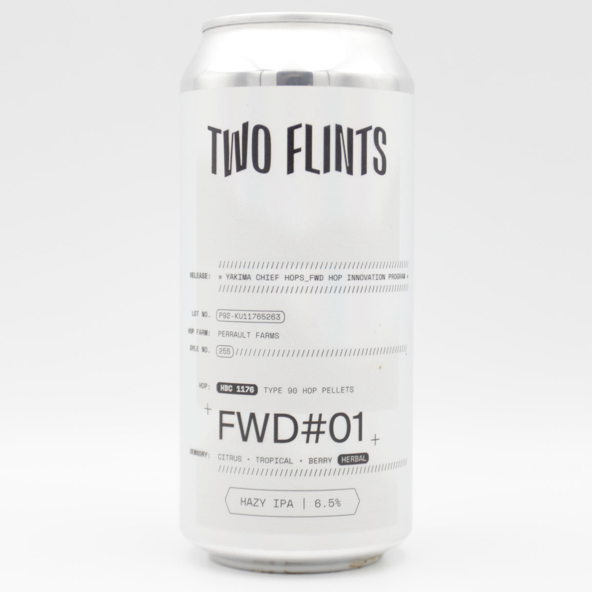 This is a can of Two Flints - FWD #1 - 6.5% (440ml). It is a IPA craft beer available to buy from Ghost Whale, voted London's best craft beer shop.