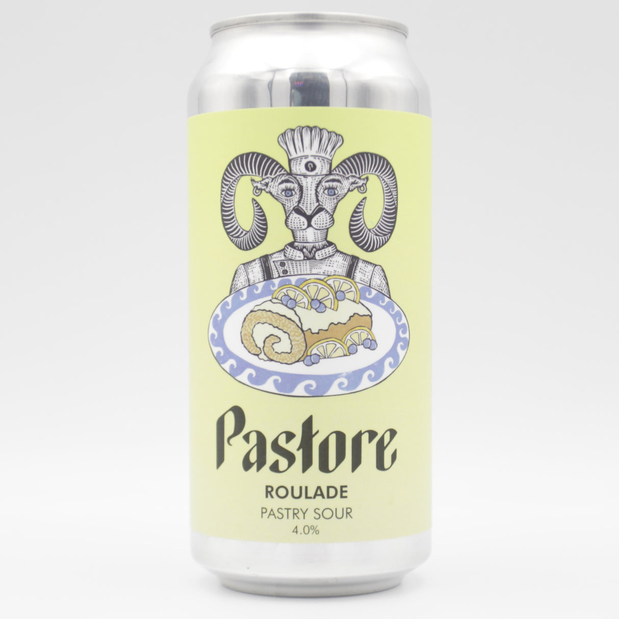 This is a can of Pastore - Blueberry & Lemon Roulade - 4% (440ml). It is a Sour craft beer available to buy from Ghost Whale, voted London's best craft beer shop.