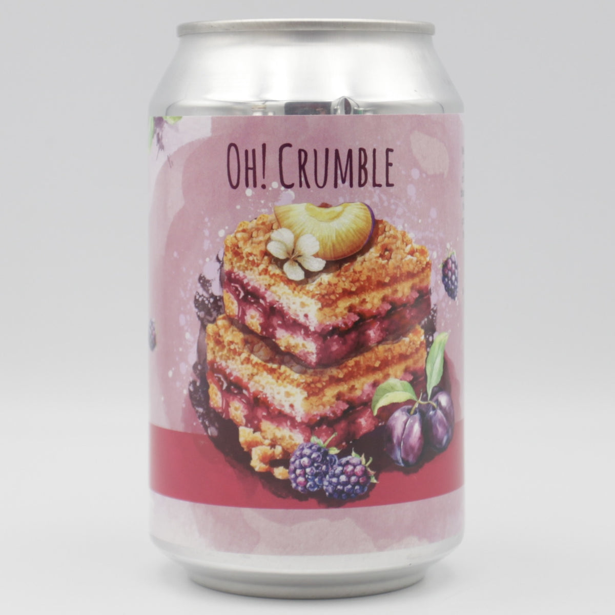 This is a can of Alchemik - Oh! Crumble! Blackberry & Plum - 6% (330ml). It is a Sour craft beer available to buy from Ghost Whale, voted London's best craft beer shop.