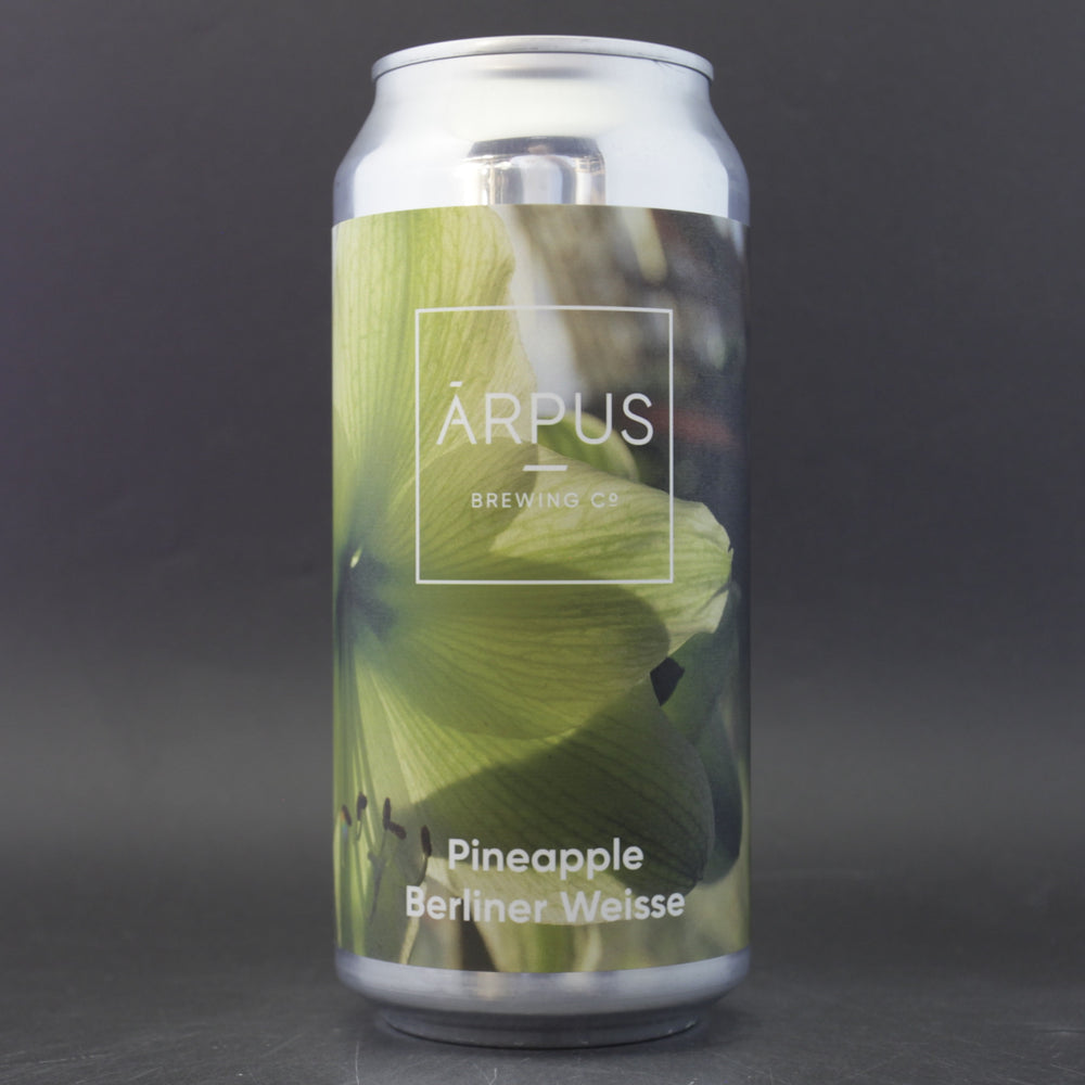 This is a can of Arpus Brewing Co - Pineapple Berliner Weisse - 5% (440ml). It is a Sour craft beer available to buy from Ghost Whale, voted London's best craft beer shop.