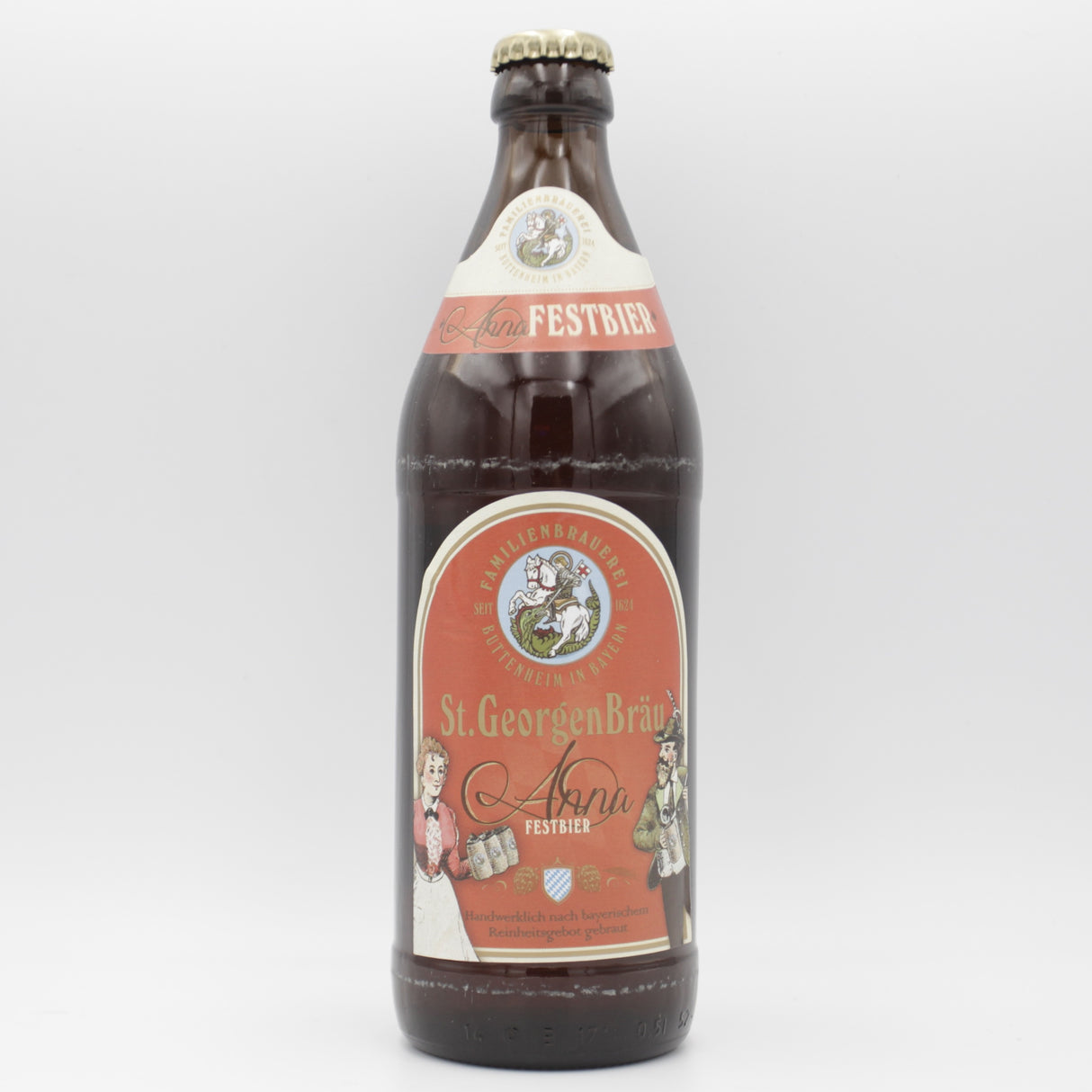This is a bottle of St Georgenbrau - Annafestbier - 5.6% (500ml). It is a Lager / Pilsner / Kölsch craft beer available to buy from Ghost Whale, voted London's best craft beer shop.