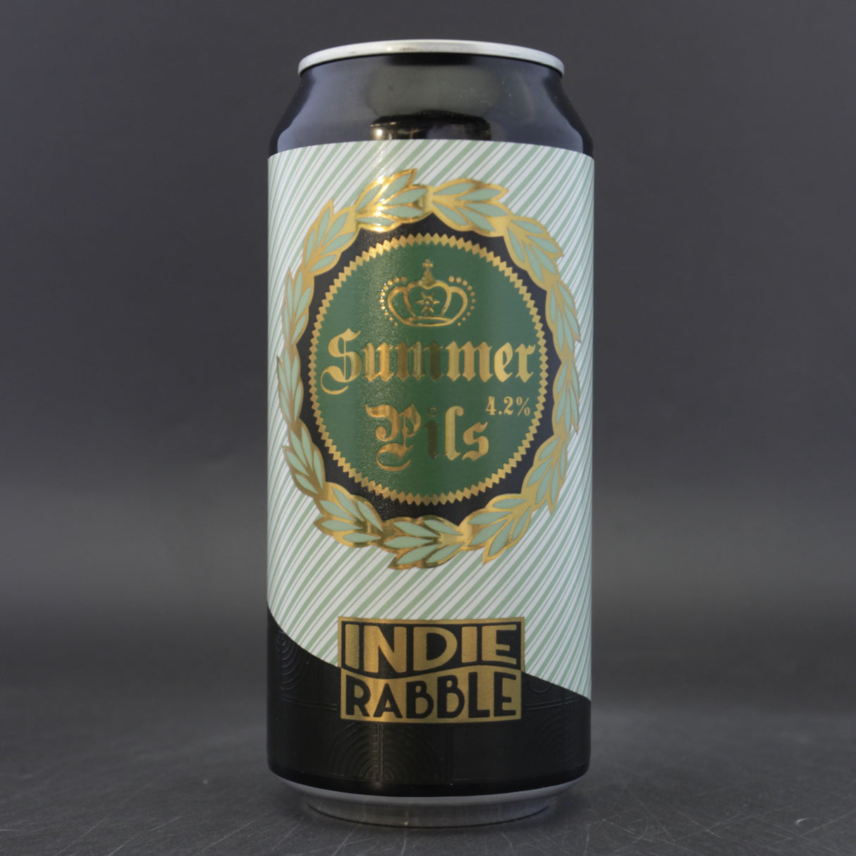 This is a can of Indie Rabble - Summer Pils - 4.2% (440ml). It is a Lager / Pilsner / Kölsch craft beer available to buy from Ghost Whale, voted London's best craft beer shop.