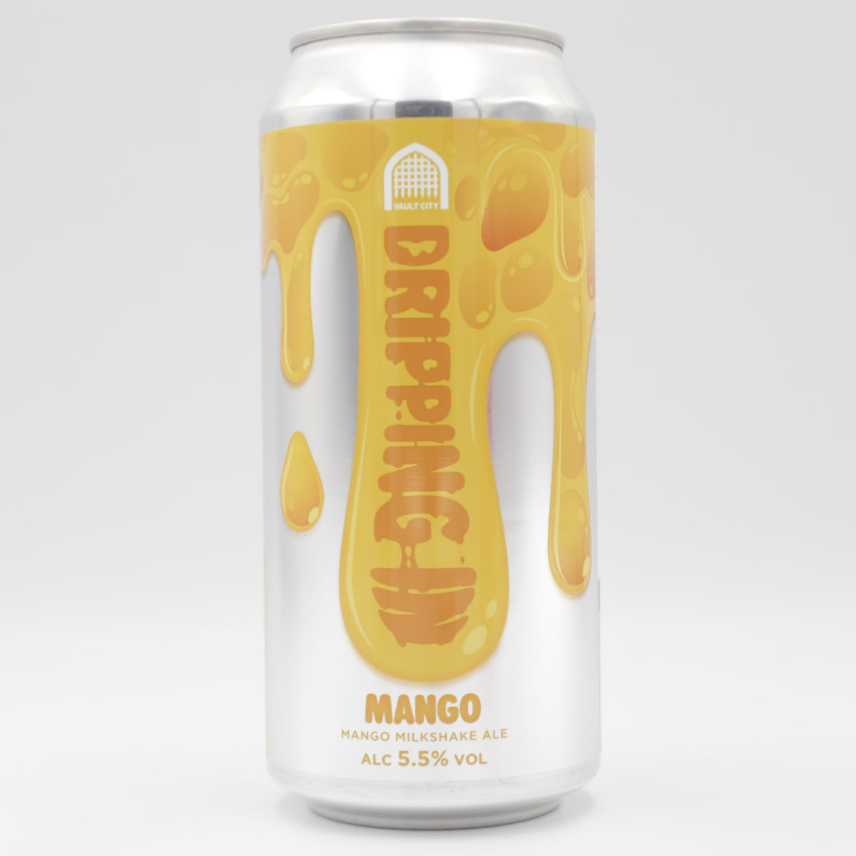 This is a can of Vault City - Dripping In Mango - 5.5% (440ml). It is a Pale Ale craft beer available to buy from Ghost Whale, voted London's best craft beer shop.