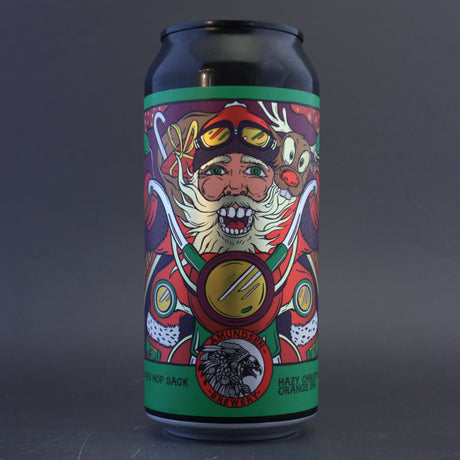 This is a can of Amundsen - Santas Hop Sack - 5.3% (440ml). It is a IPA craft beer available to buy from Ghost Whale, voted London's best craft beer shop.