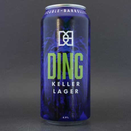 This is a can of Double Barrelled - Ding - 4.9% (440ml). It is a Lager / Pilsner / Kölsch craft beer available to buy from Ghost Whale, voted London's best craft beer shop.