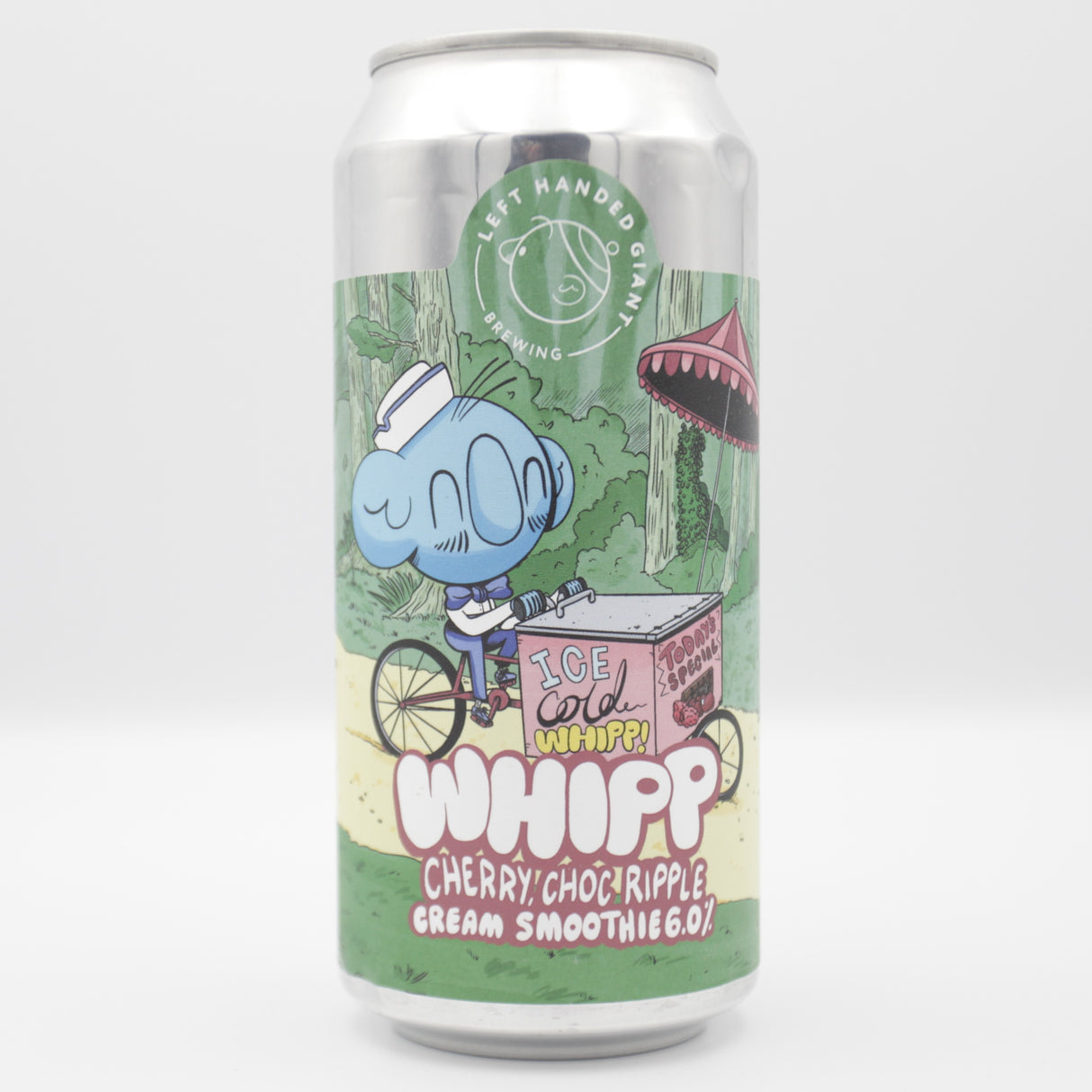 This is a can of Left Handed Giant - Whipp: Cherry, Choc Ripple - 6% (440ml). It is a Sour craft beer available to buy from Ghost Whale, voted London's best craft beer shop.
