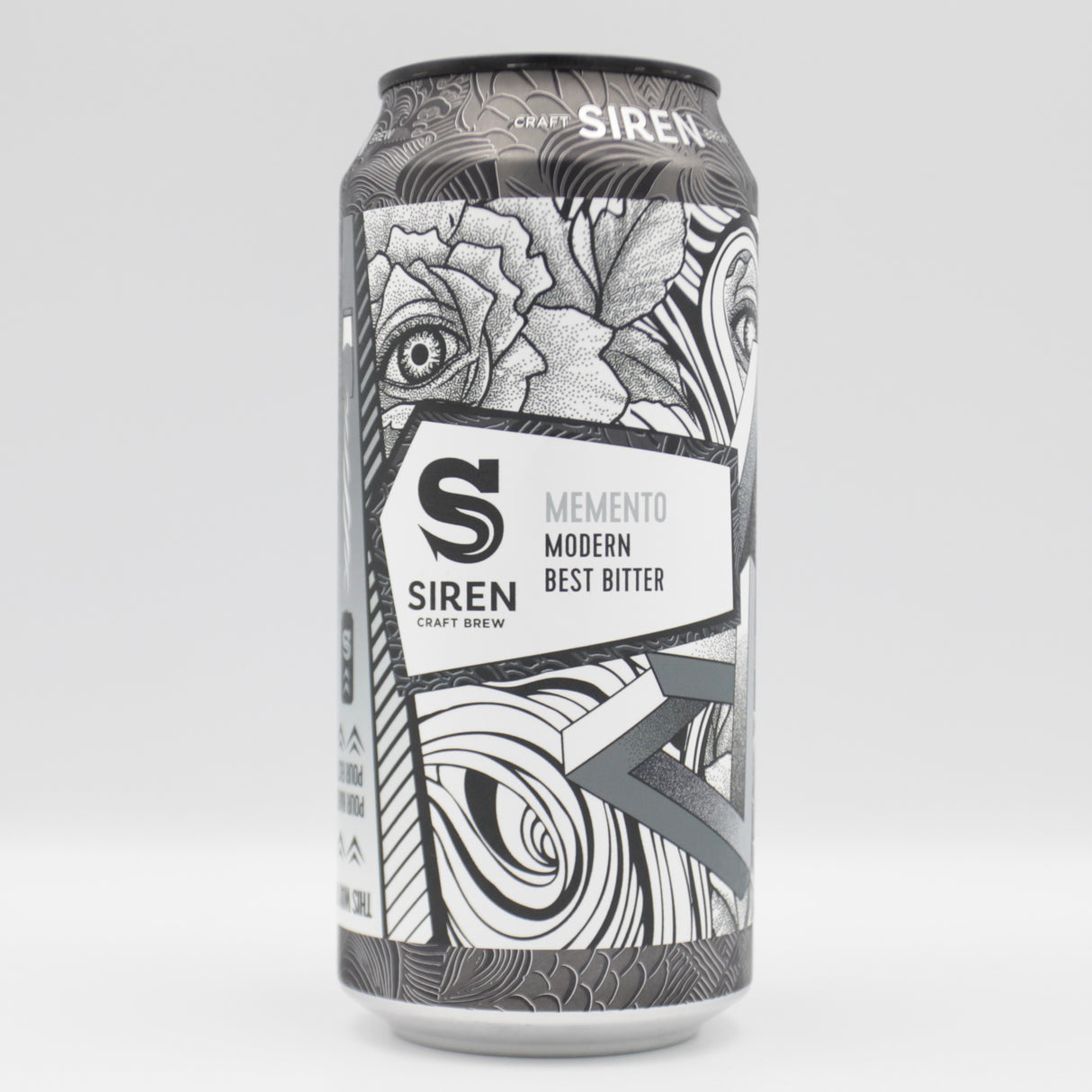 This is a can of Siren - Memento - 3.8% (440ml). It is a Traditional English Ale craft beer available to buy from Ghost Whale, voted London's best craft beer shop.