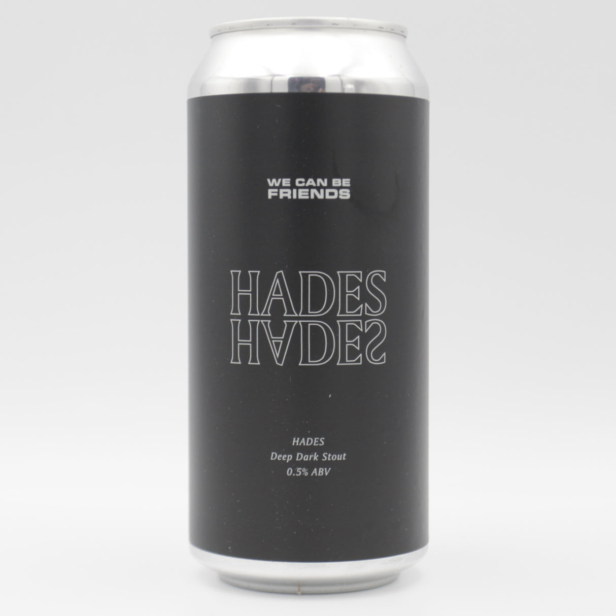 This is a can of We Can Be Friends - Hades - 0.5% (440ml). It is a Stout / Porter craft beer available to buy from Ghost Whale, voted London's best craft beer shop.