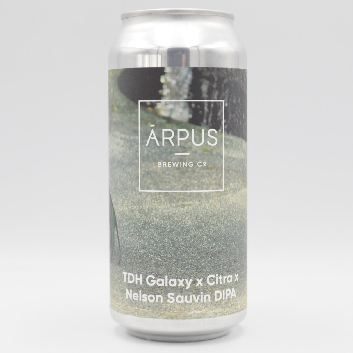 This is a can of Arpus Brewing Co - TDH Galaxy x Citra x Nelson Sauvin Double IPA - 8% (440ml). It is a Double IPA craft beer available to buy from Ghost Whale, voted London's best craft beer shop.