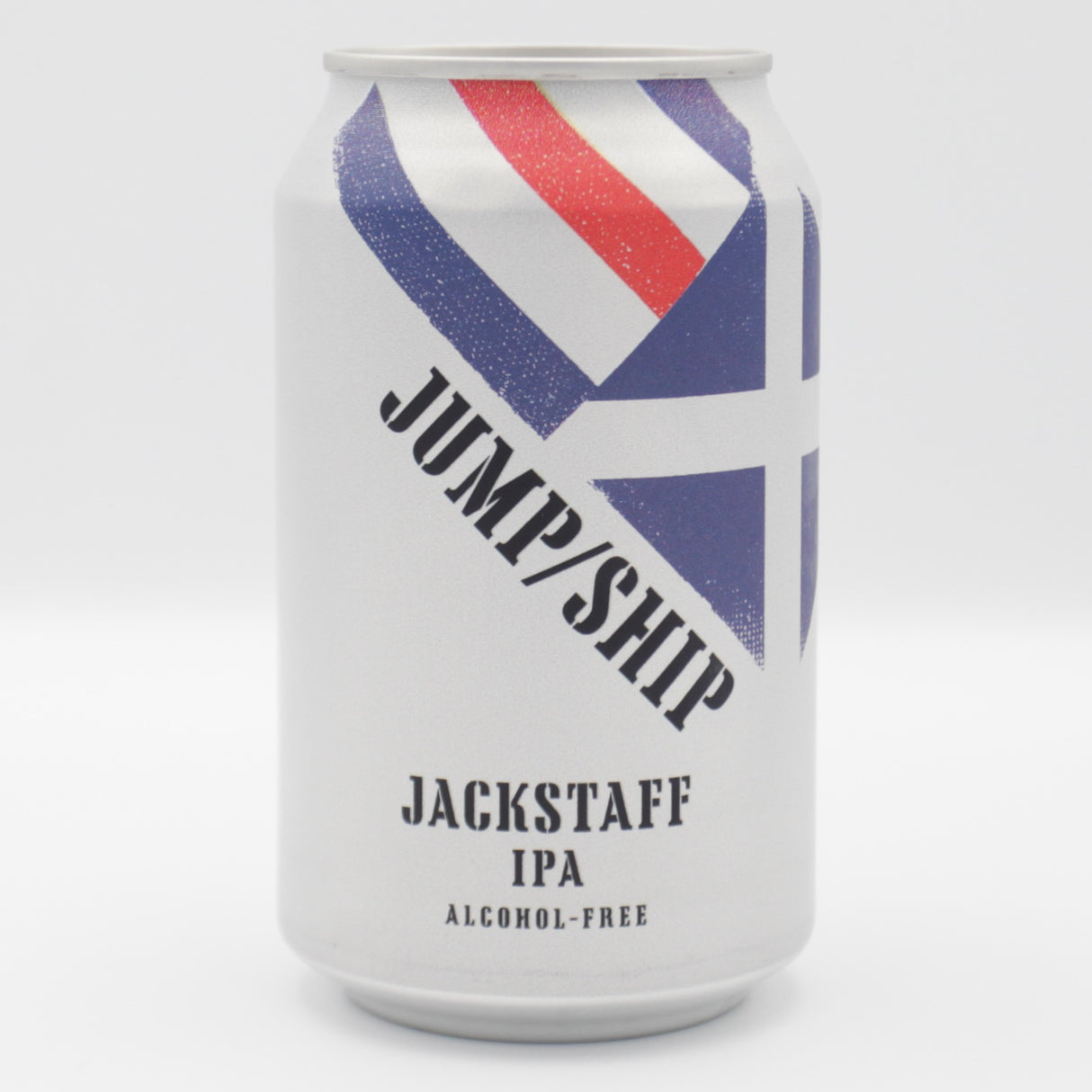 This is a can of Jump Ship Brewing - Jackstaff IPA - 0.5% (330ml). It is a IPA craft beer available to buy from Ghost Whale, voted London's best craft beer shop.