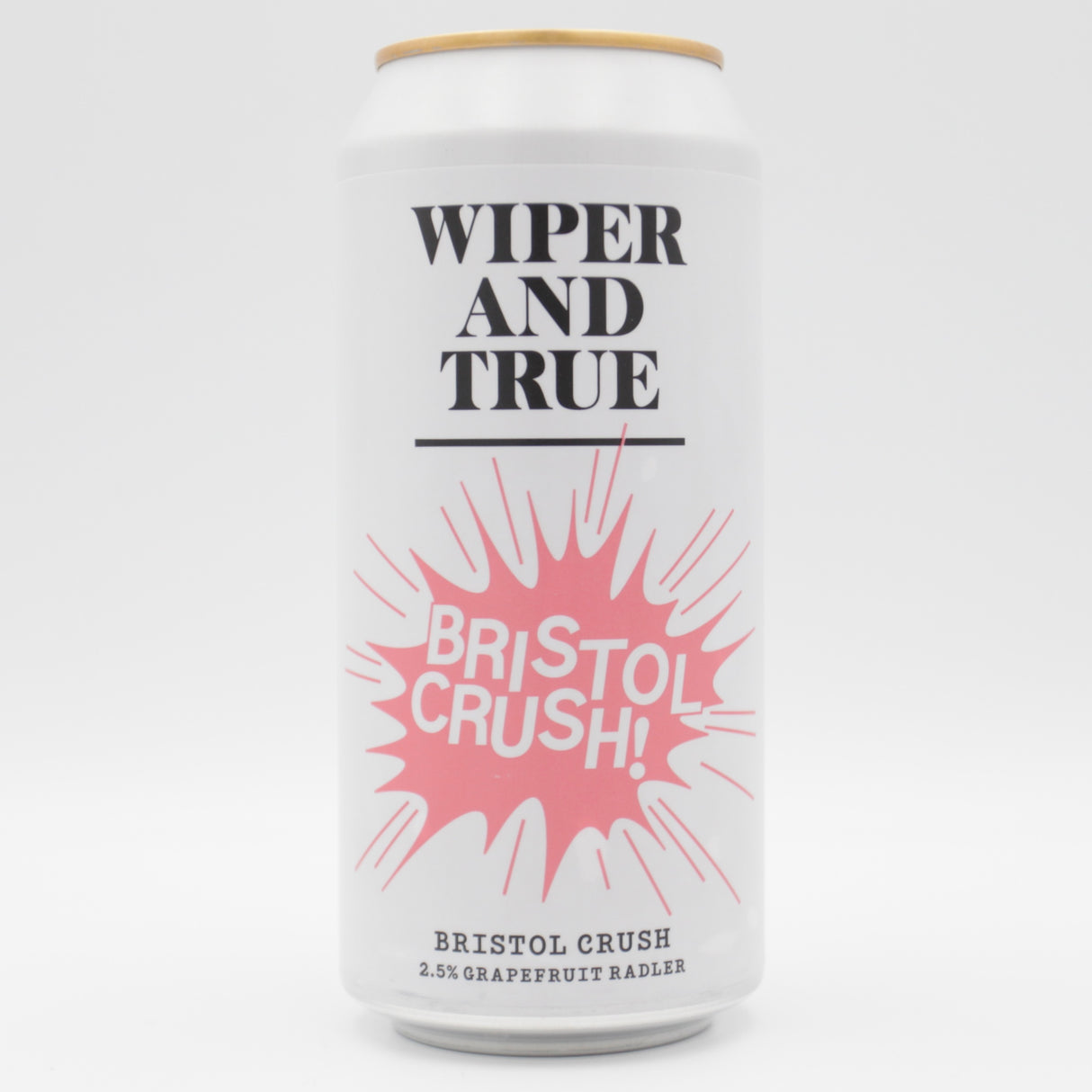 This is a can of Wiper And True - Bristol Crush - 2.5% (440ml). It is a Radler craft beer available to buy from Ghost Whale, voted London's best craft beer shop.